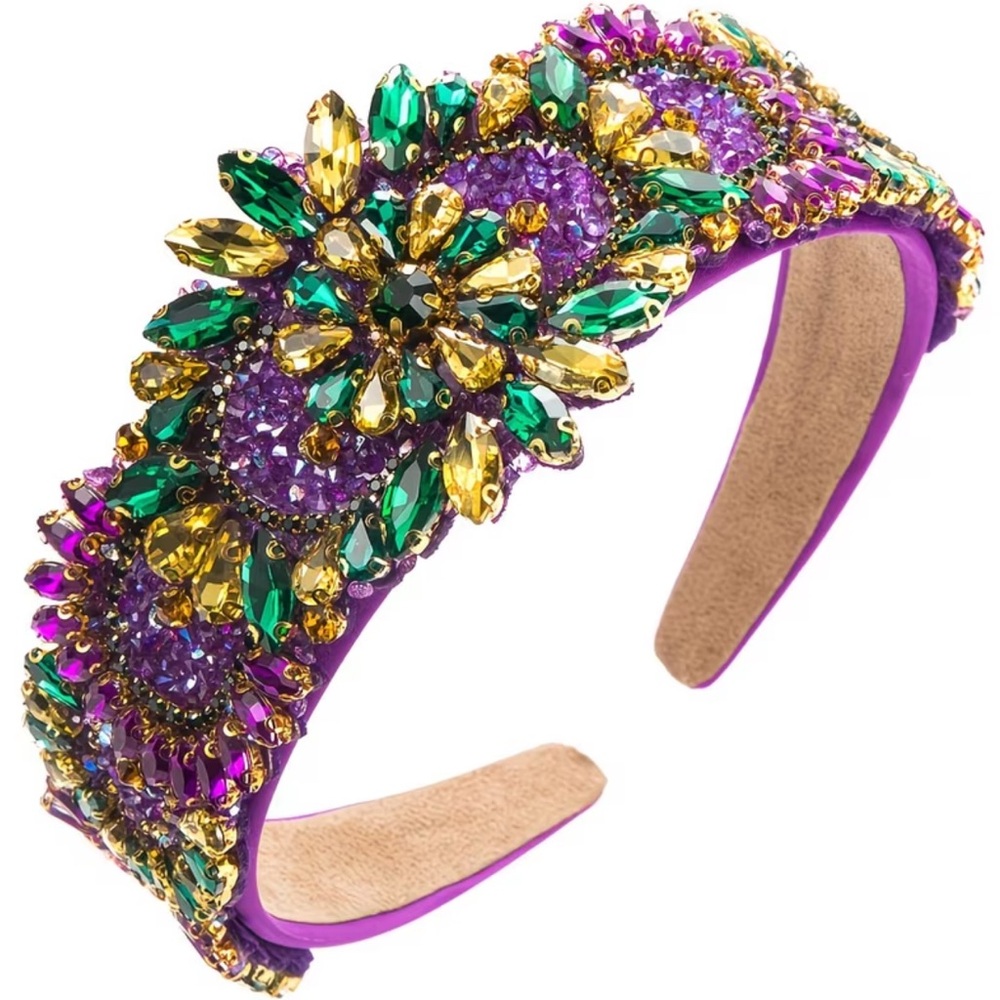451. The Embellished Purple and Green Headband